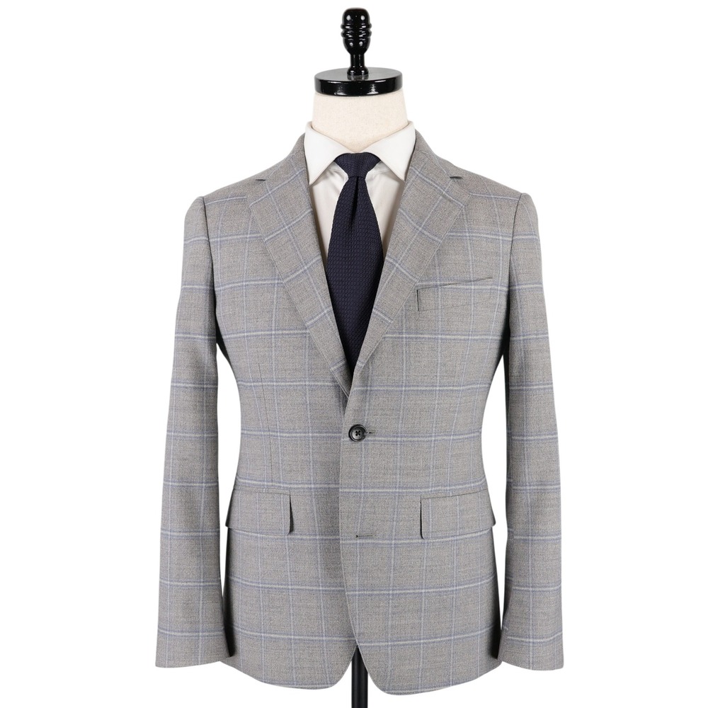 Bonobos Sport Coat 36S Grey Blue Windowpane Wool Blend Slim Fit Jetsetter Blazer